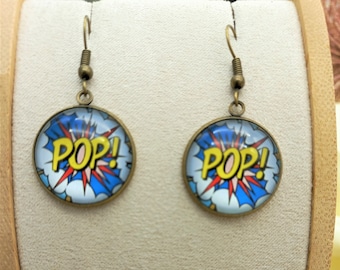 Funky earrings, caboshon earrings, POP earrings, handmade jewelry