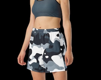 Pantalones cortos deportivos largos Snow Camo: ropa deportiva de poliéster reciclado