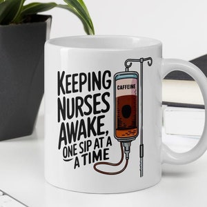 Caneca de café para enfermeira com cafeína intravenosa - presente engraçado para enfermeiras