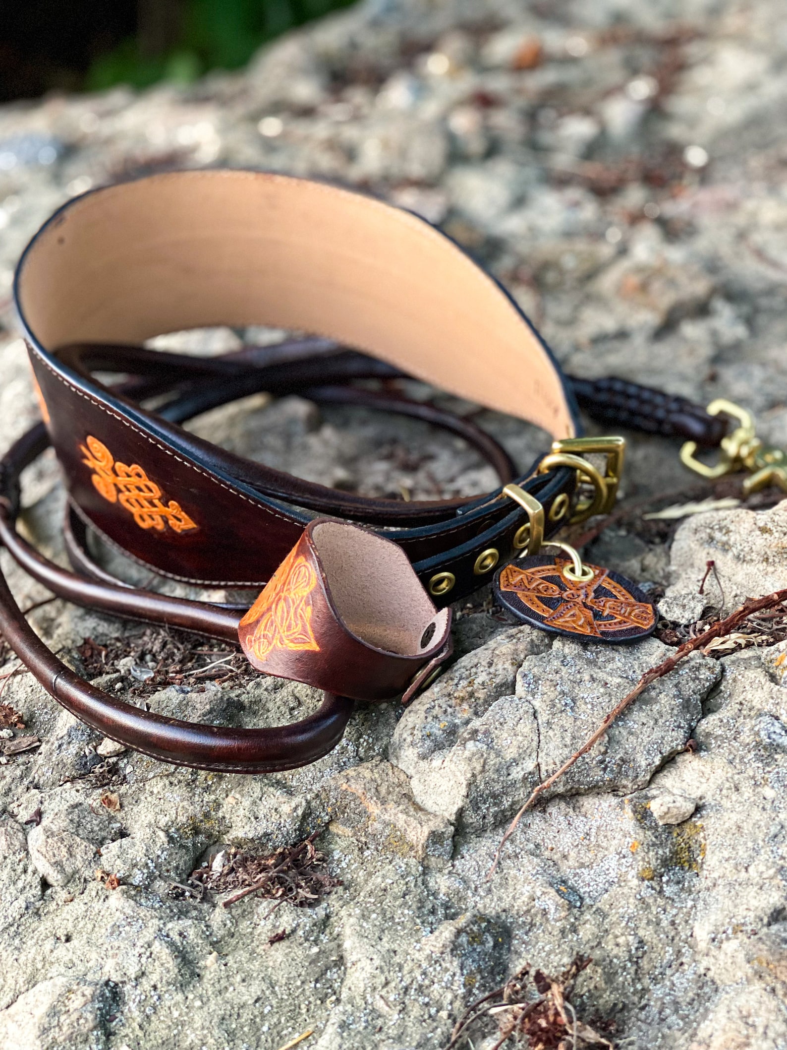 Leather dog collar. Celtic dog collar for Irish wolfhound Etsy