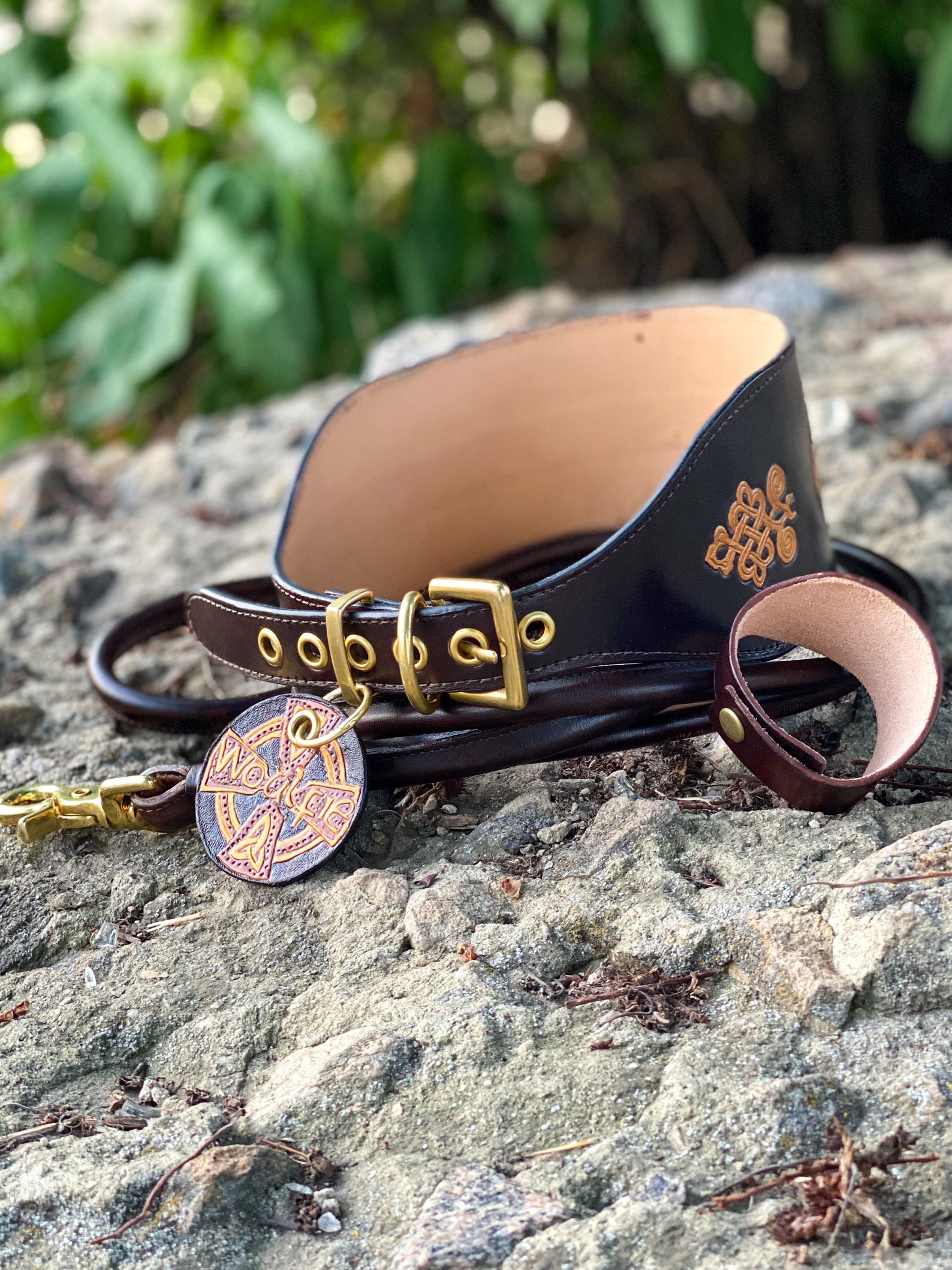 Leather dog collar. Celtic dog collar for Irish wolfhound Etsy