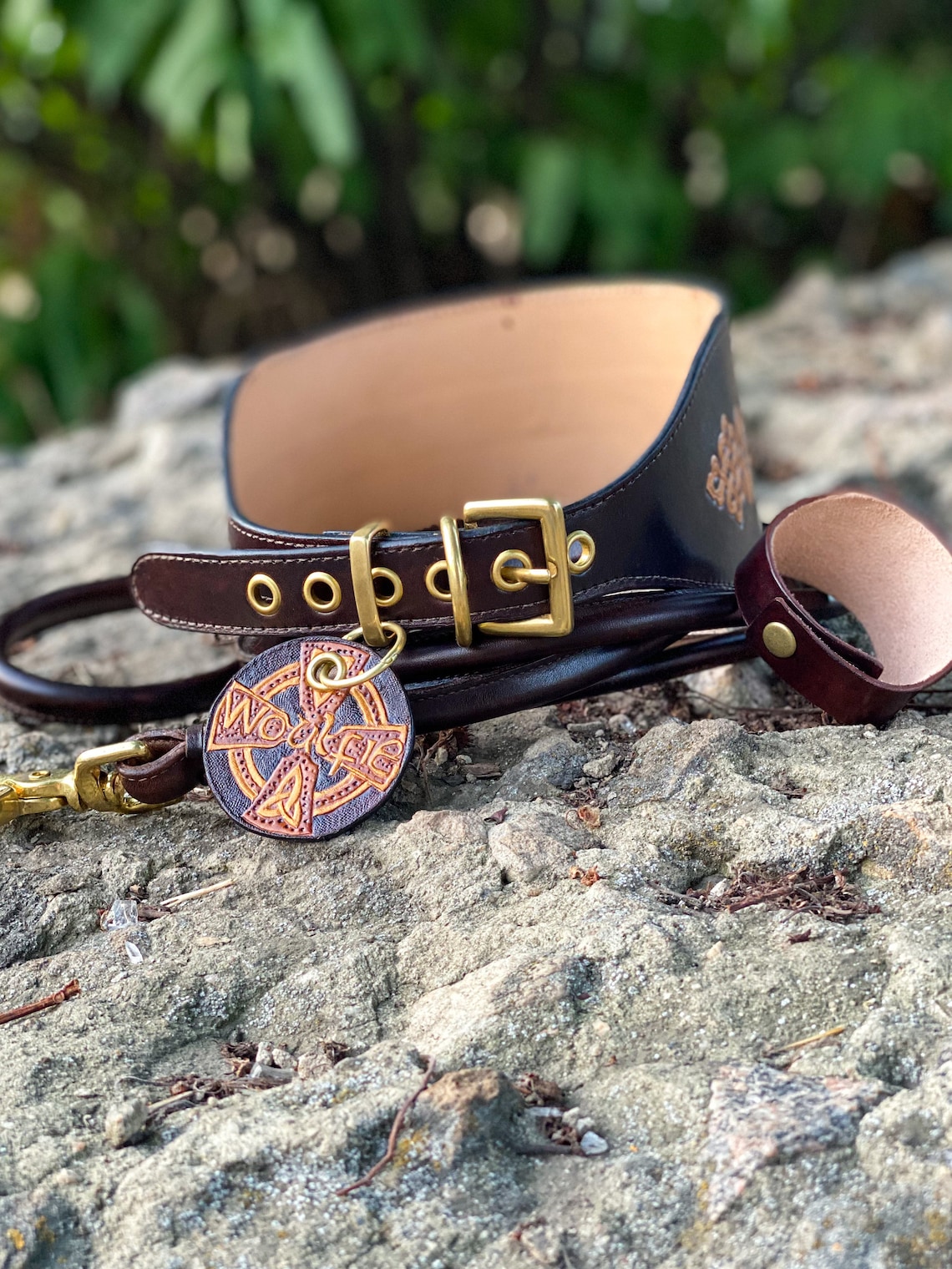 Leather dog collar. Celtic dog collar for Irish wolfhound Etsy