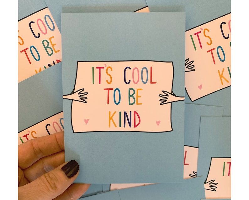 It's cool to be kind postcard, A6 print, positivity print, quote print, motivational print, gift for friend, quote, wall art, image 1