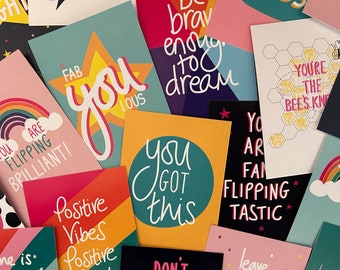 Positivity Postcard Pack-Affirmation cards-Feel Good Cards-Motivational Postcard- Gratitude- Inspirational- Send Love- Strong- Empowering
