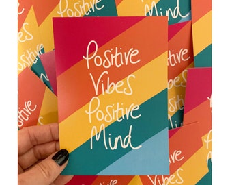 Positive Vibes A6 Postcard: Motivational Quote Print