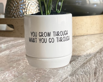 Sie wachsen durch das, was Sie durchmachen - Punny Succulent Planter
