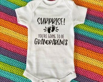 Surprise! You’re Going to Be Grandparents - Pregnancy Announcement Baby Onesie