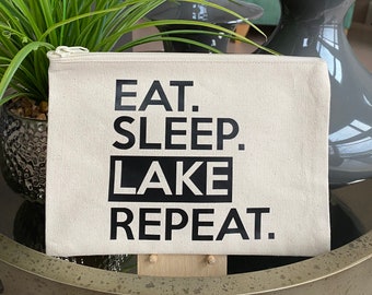 Eat Sleep Lake Repeat Canvas Pouch