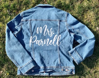 Personalized Hand Painted Bride Denim Jacket