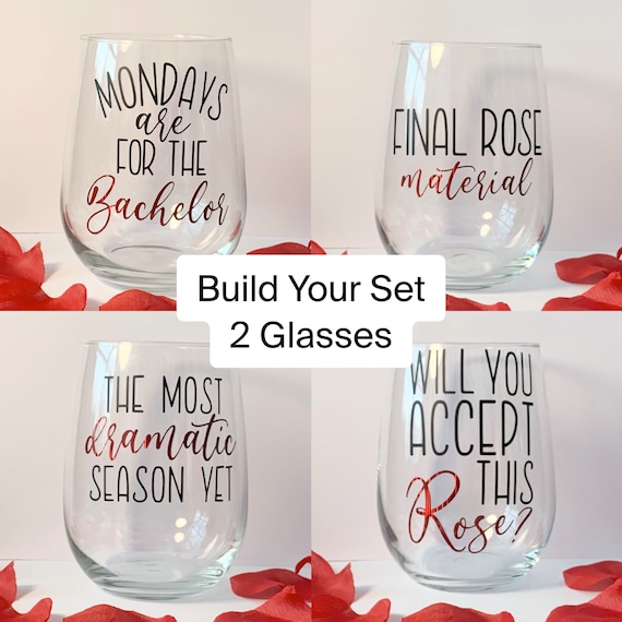The Bachelor & Bachelorette - Stemless Wine Glass SET - 2 PACK - Etsy