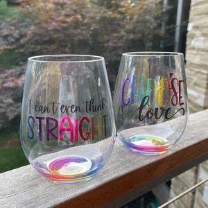 Rainbow Wine Glass, Trendy Wine Glass, Coffee Cups, Wine Gifts, Stemless  Wine, Cute Barware, Modern Boho, Rainbow Glass Cup, Aesthetic Glass 
