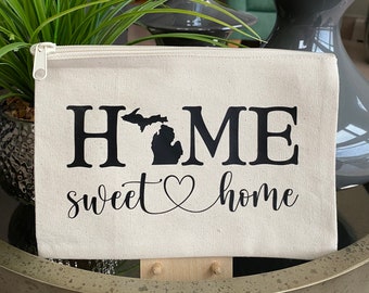 Michigan Home Sweet Home Canvas Pouch