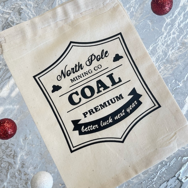 North Pole Mining Co. Premium Coal - Christmas 5x7 Muslin Bag