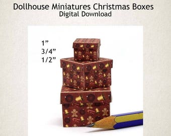 Dollhouse Miniatures printable Christmas Box set instant download - DHCHR002