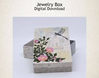 Printable Rectangular Jewelry Gift Box Template Hinged Lid - Etsy
