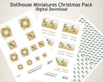 Dollhouse Miniatures Printable Christmas Pack Boxes Bags and | Etsy