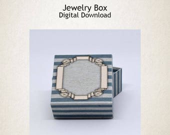 Printable Jewelry Box jewelry packaging ring box printable box digital graphics instant download - BXJWL005