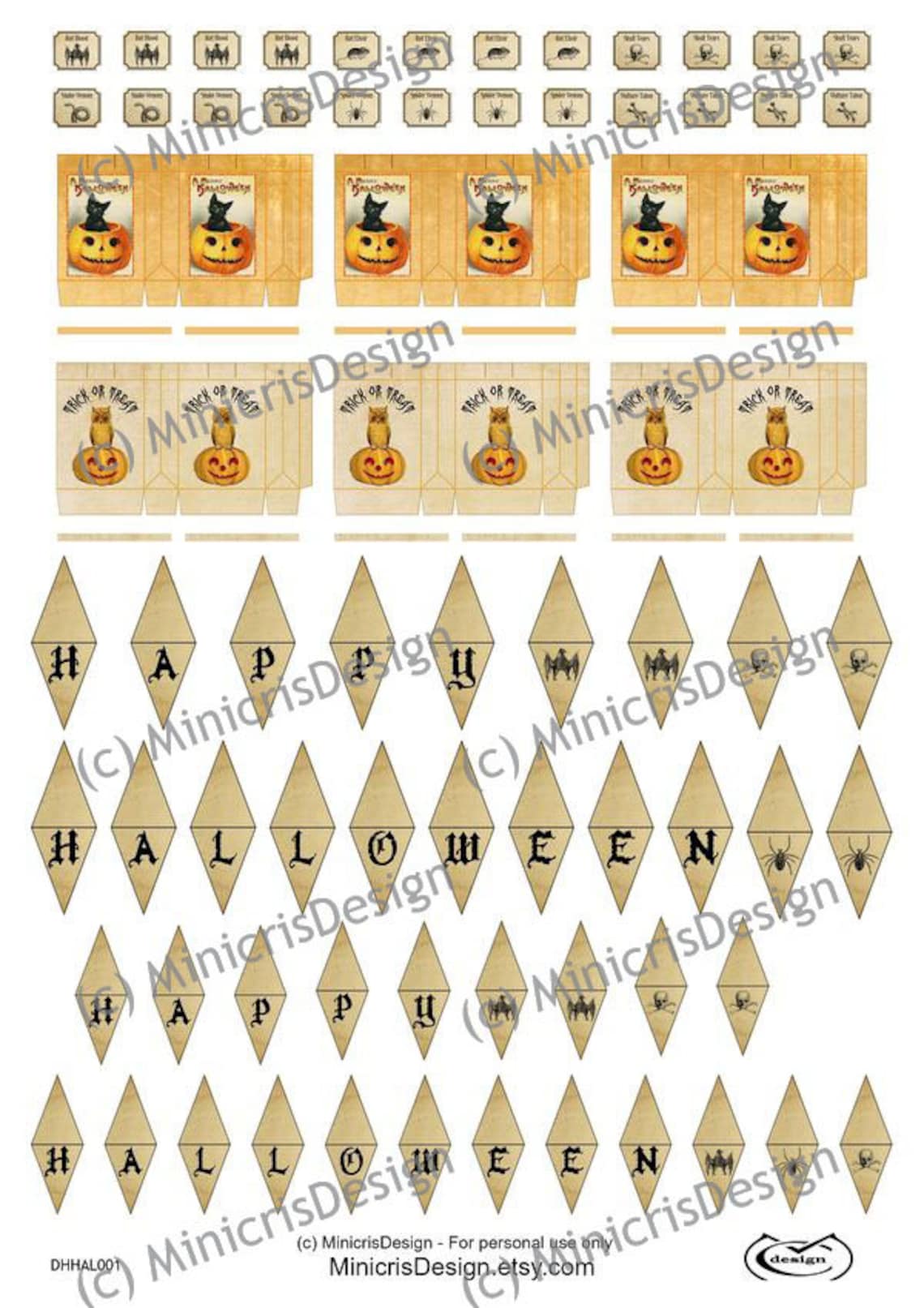 Dollhouse Miniatures printable Halloween set instant download - Etsy España