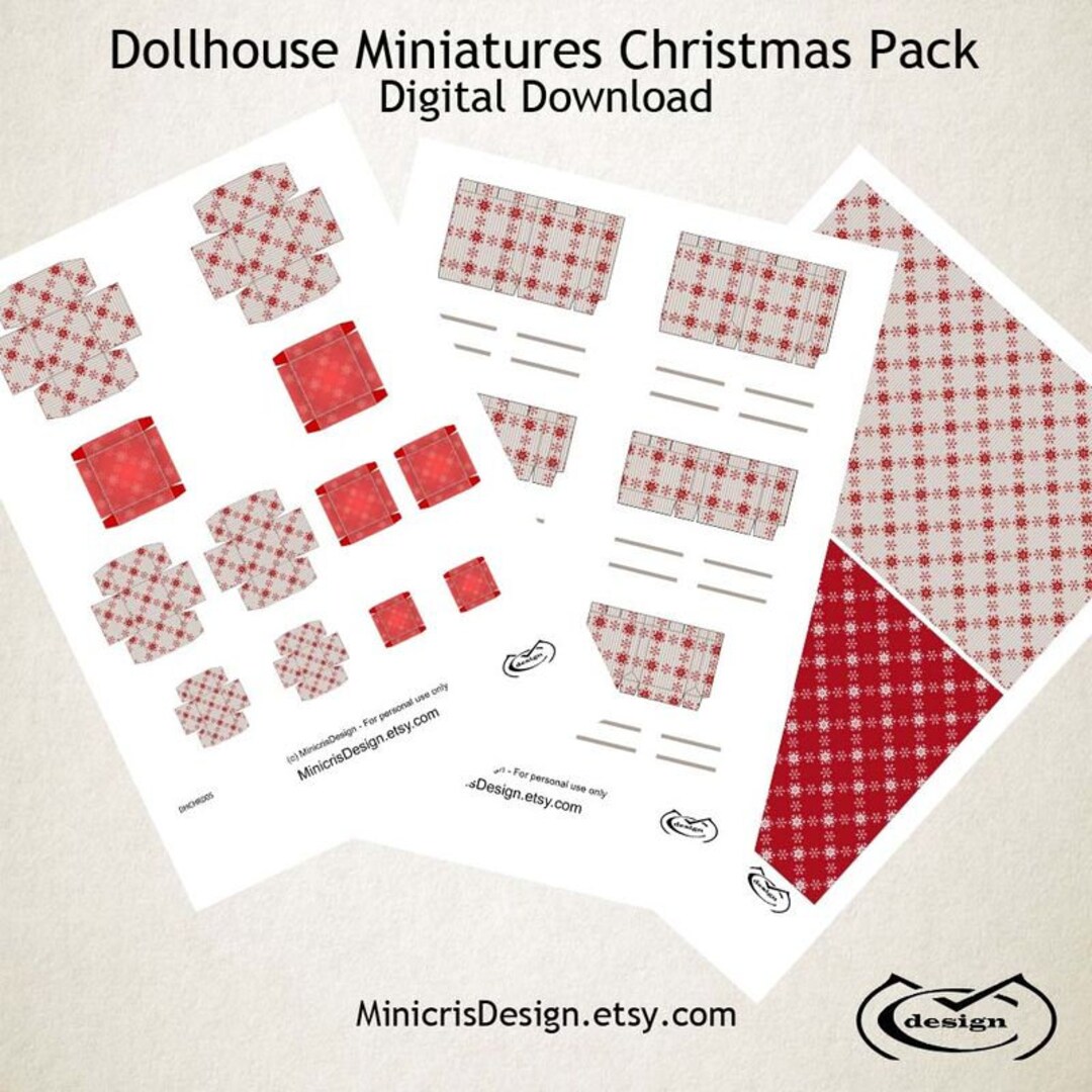 Dollhouse Miniatures Printable Christmas Pack Boxes Bags and Papers ...