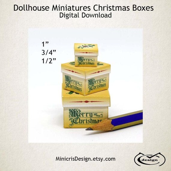 Dollhouse Miniatures Printable Christmas Box Set Instant | Etsy