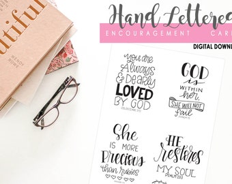 Encouragement Cards | Printable Scripture Cards | Bible Verse Prints | Bible Journaling | Hand Lettered | Notecards| Instant Download