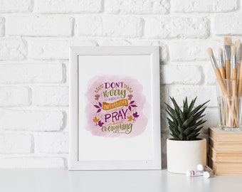 Scripture Print | Don't Worry Print | Bible quotes| Nursery Print | Girls Room Print| hand lettered Print