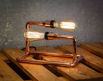 SET Copper lamp - unique pure copper table lamp