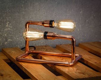 Handmade Copper Table Lamp – Modern Industrial Design with Dimmer