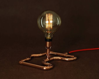 Handmade Copper Table Lamp – Industrial Desk Lighting with Dimmer