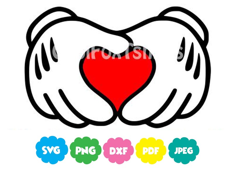 Mickey Mouse Heart Hands Svg Mickey Mouse Disney Digital Etsy