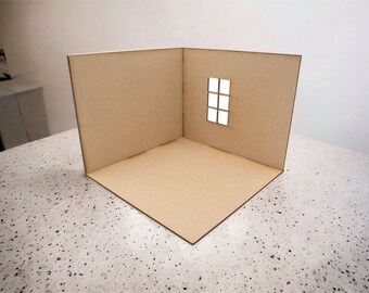 2 sided Room-box w/Window| Dollhouse Miniature Roombox | Room Box | 1:12 Scale Miniature| 12”W x 12”D x  9”H