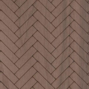May include: A brown herringbone pattern floor tile. The tiles are arranged in a diagonal pattern.