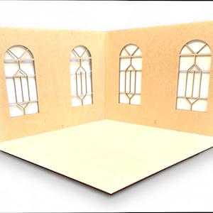 2 sided Room-box w/4 Windows| Dollhouse Miniature| Room Box | 1:12 Scale Miniature|Diorama Kit | 12W X 12D X 9”H