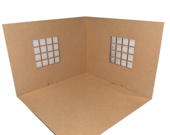2-seitige Raumbox mit Fenster| Puppenhaus Miniatur-Zimmerbox | Zimmerbox | Miniatur im Maßstab 1:12| 12 Zoll B x 12 Zoll T x 9 Zoll H