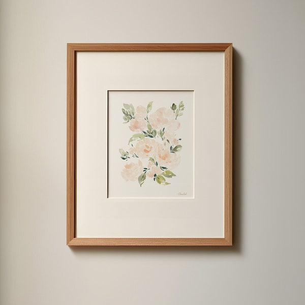 Blush Rose Fine Art Print - Soft Watercolor Floral Artwork - Flower Artwork - Spring Gallery Wall - Girl Nursery Decor