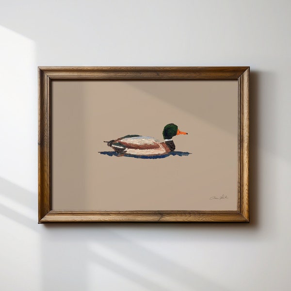 Mallard Fine Art Print - Duck painting - French country art - Duck Art - Modern Cabin Decor - Minimalist Bird Painting - Farmhouse Art