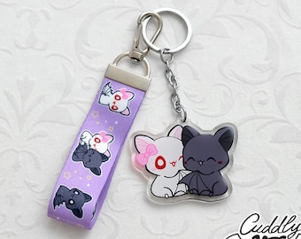 Cuddly Bats hug acrylic keychain