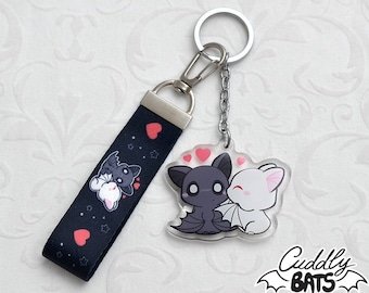 Cuddly Bats kiss acrylic keychain