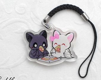 Cuddly Bats pizza mini phone charm