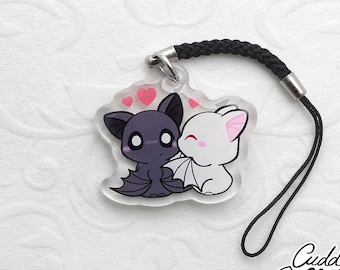 Cuddly Bats kiss mini phone charm