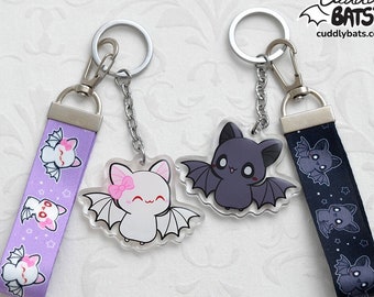 Cuddly Bats flying acrylic keychain charm