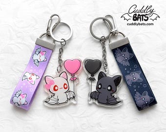 Cuddly Bats Heart Shaped Balloon keychain