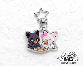 Cuddly Bats Pizza time acrylic keychain