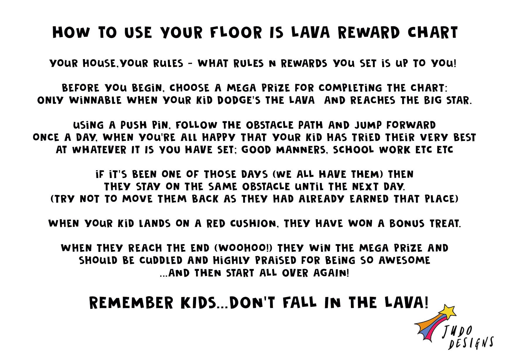 Floor is Lava Printable Reward Chart Etsy