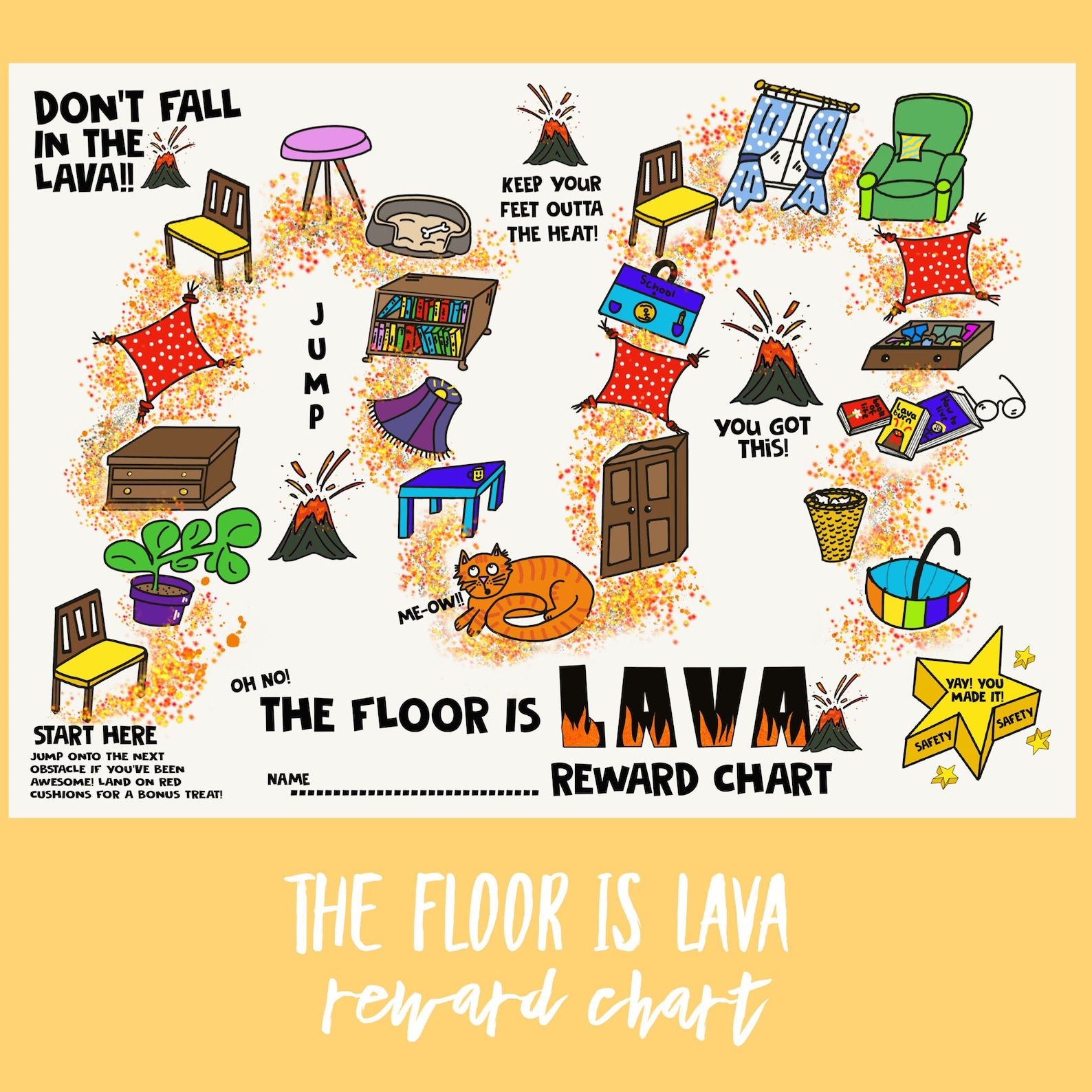 Floor is Lava Printable Reward Chart Etsy