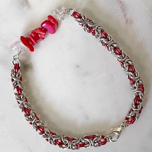 Byzantine Chainmaille Bracelet with Stone Chips