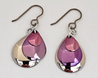 Mermaid Scale Earrings in Silver/Lilac/Mauve