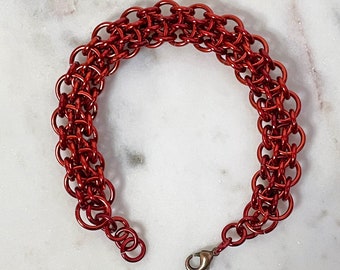 Dragonsteps Chainmaille Bracelet in Rust Red