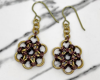 Boucles d'Oreilles Fleur en Cotte de Mailles