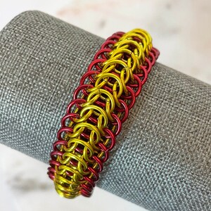 Red and Yellow Dragonback Chainmaille Bracelet